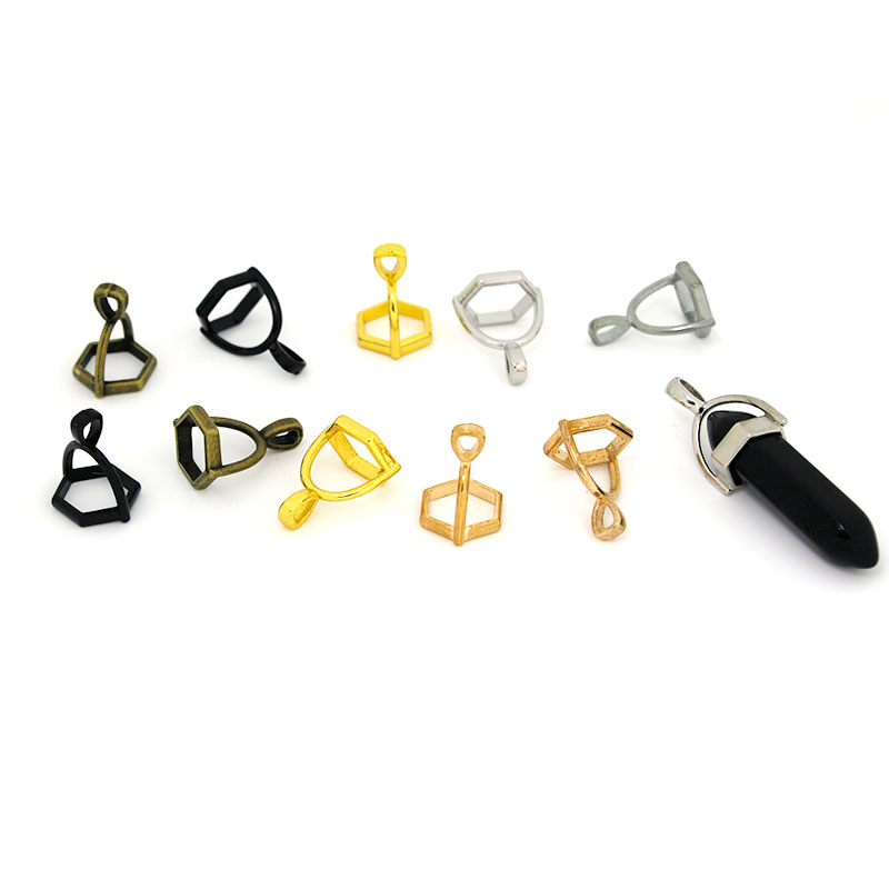 Jewelry Making Gemstones - 20 個六角形の宝石キャップ天然石クリスタル柱ペンダントキャップジュエリーメイキング用ペンダントネックレスコネクタクラスプ DIY