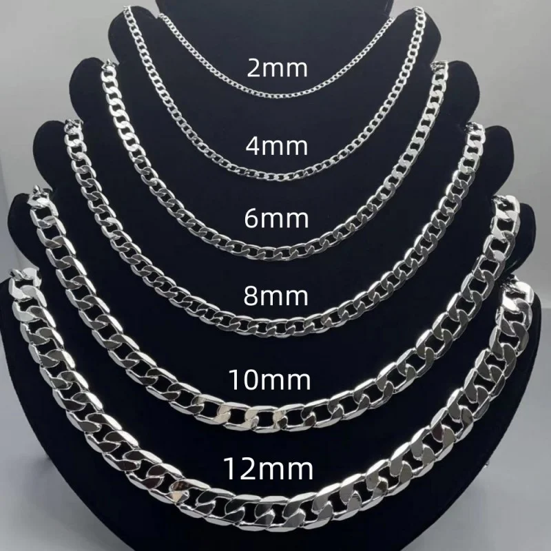 Lobster Clasp Silver - メンズ 925 スターリングシルバーネックレス 2/4/6/8/10/12 ミリメートル 40-75