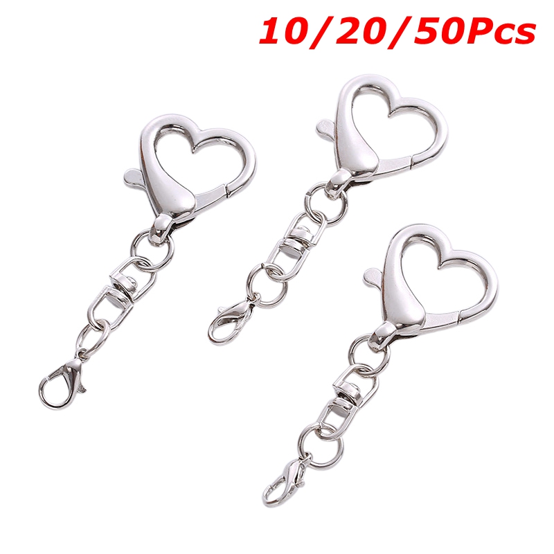 Lobster Clasp Silver - 10/20/50 個ユニークな合金ハート型クラスプキーホルダー DIY ジュエリーアクセサリー
