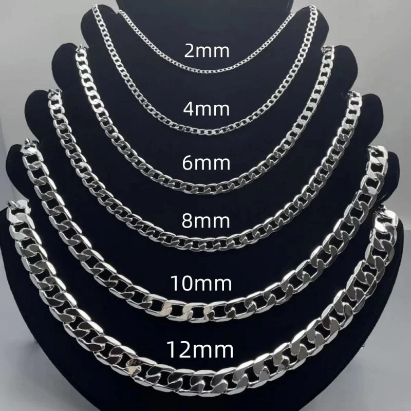 Lobster Clasp Silver - メンズ 925 スターリングシルバーネックレス 2/4/6/8/10/12 ミリメートル 40-75