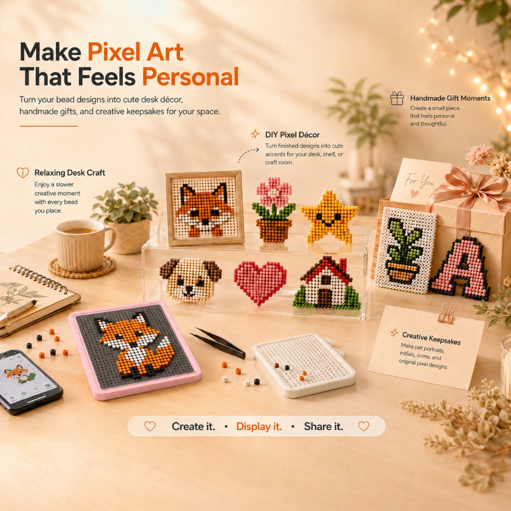 Jewelry Making Board - LEDスマートヒューズビーズペグボード、アプリでガイド付きパターンライトボード、アート＆クラフト用、DIYピクセルおもちゃ誕生日ギフトセット