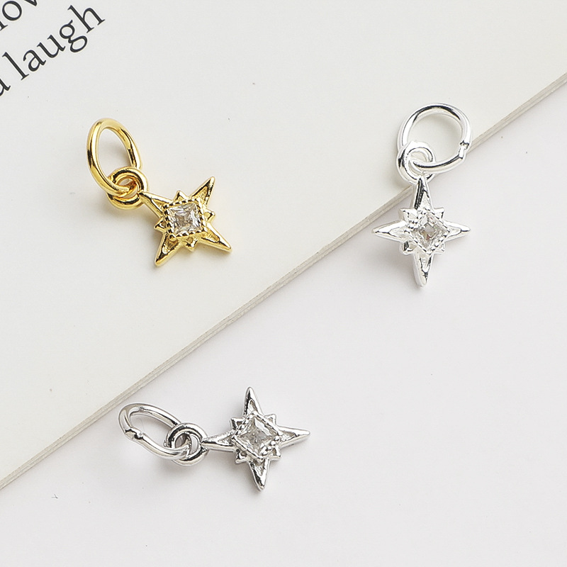 925シルバー製、北極星モチーフのスクエア型CZ（キュービッ - Jewelry Making In La のレビューと価格