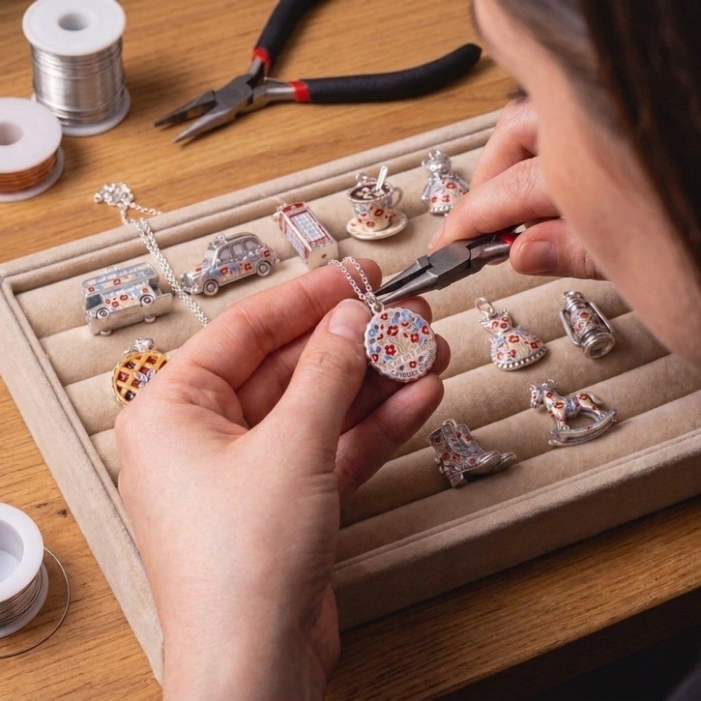 かわいいステンレス製の漫画風ペンダント。ミニチュアのエナメル - Jewelry Making London のレビューと価格