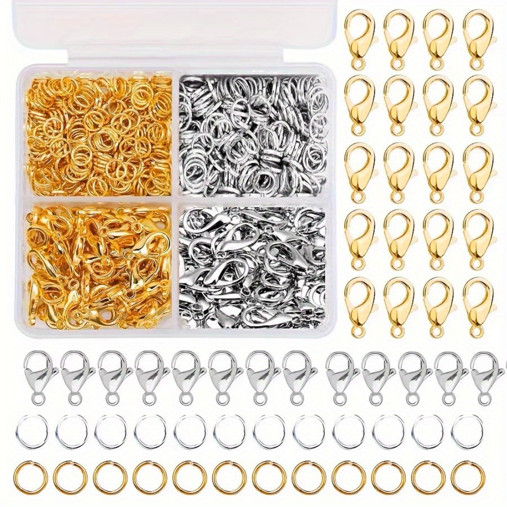 350個/500個入り、スプリットリングとシルバーカラーのロ - Lobster Clasp Silver のレビューと価格